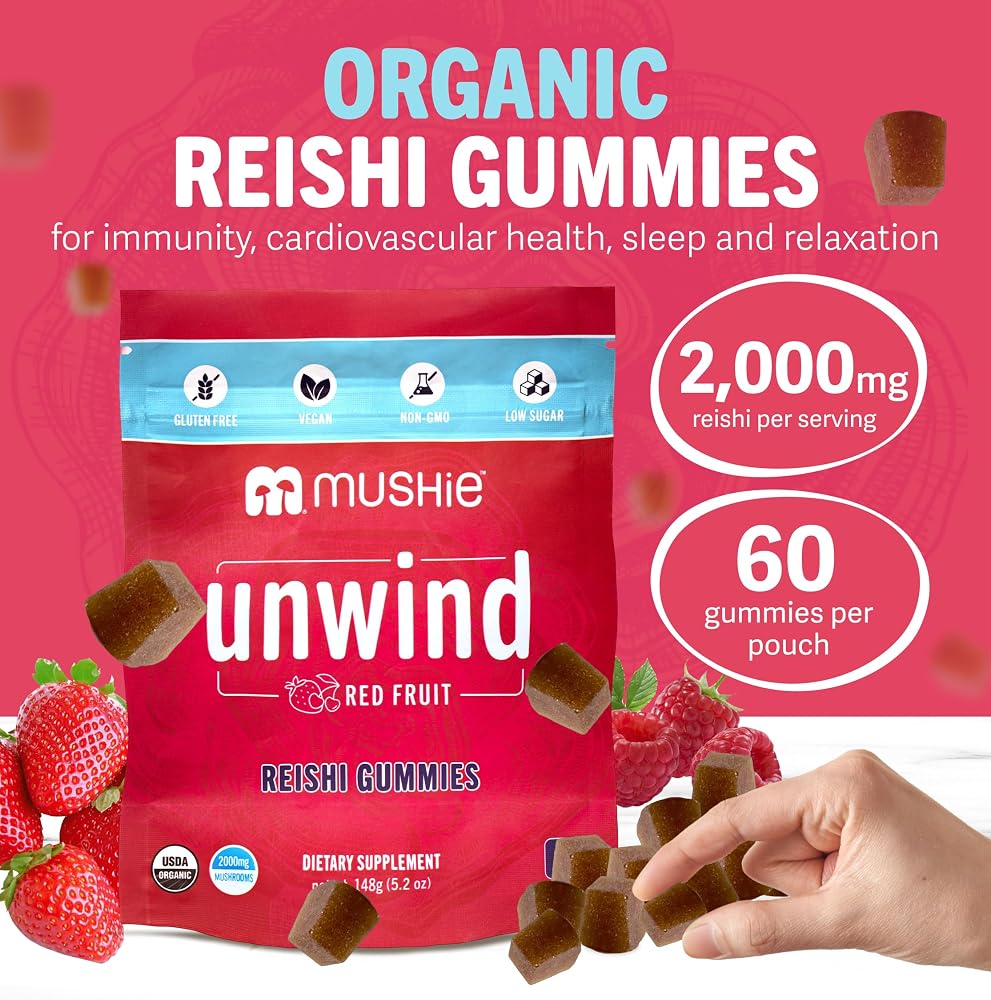 Mushie Organic Reishi Mushroom Gummies 2000mg - 60 Count - image 2