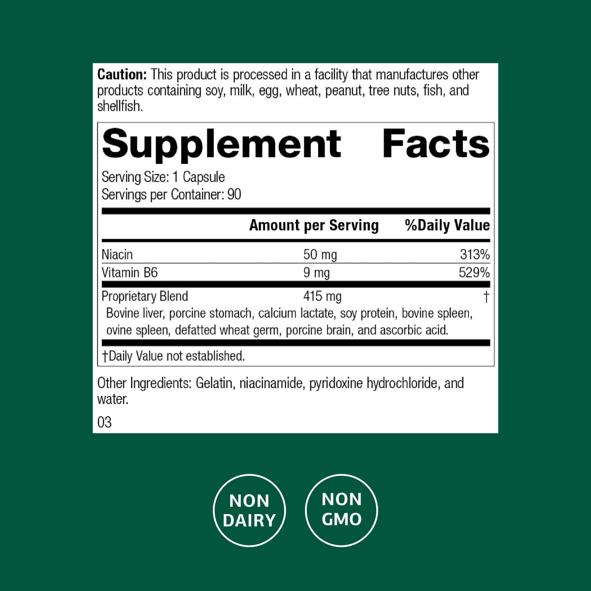 Standard Process Niacinamide B6 Energy Metabolism Support - 90 Capsules - image 2