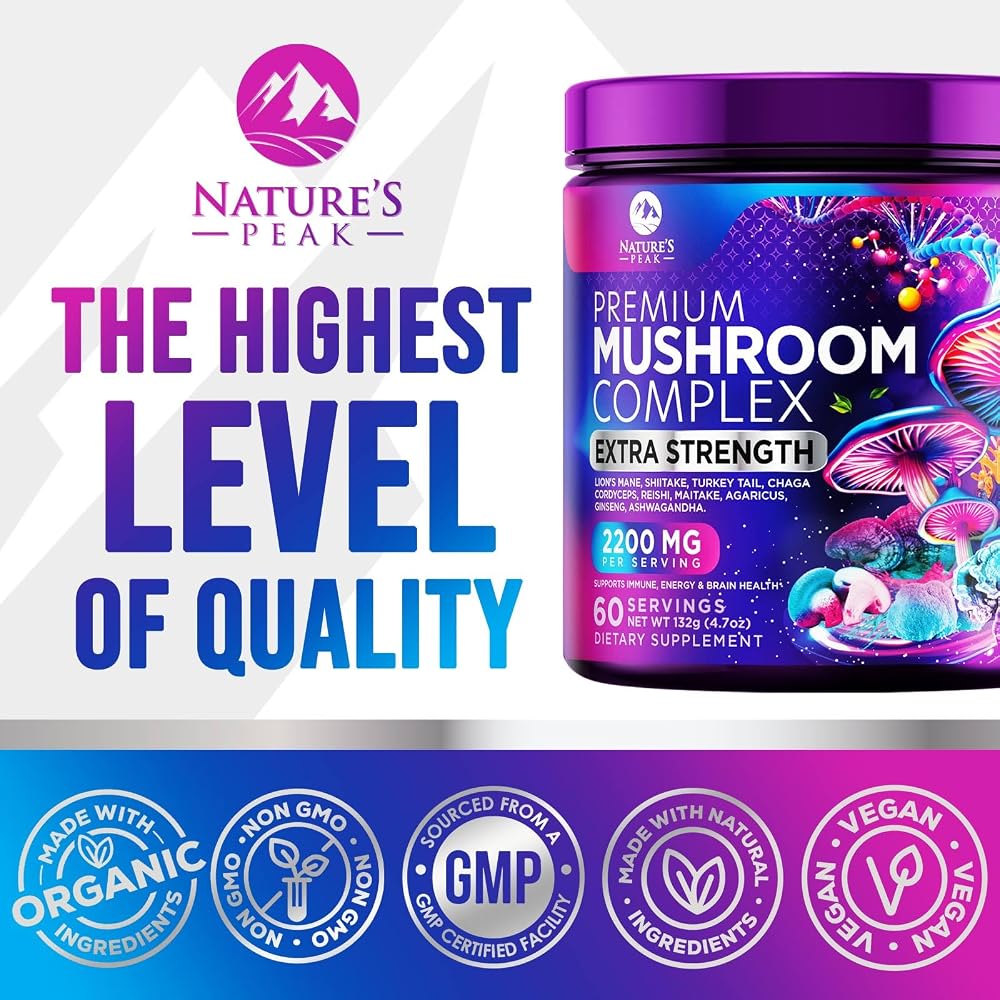 Nature's Peak Mushroom Powder Blend 11-in-1 Complex - 60 Servings - image 4