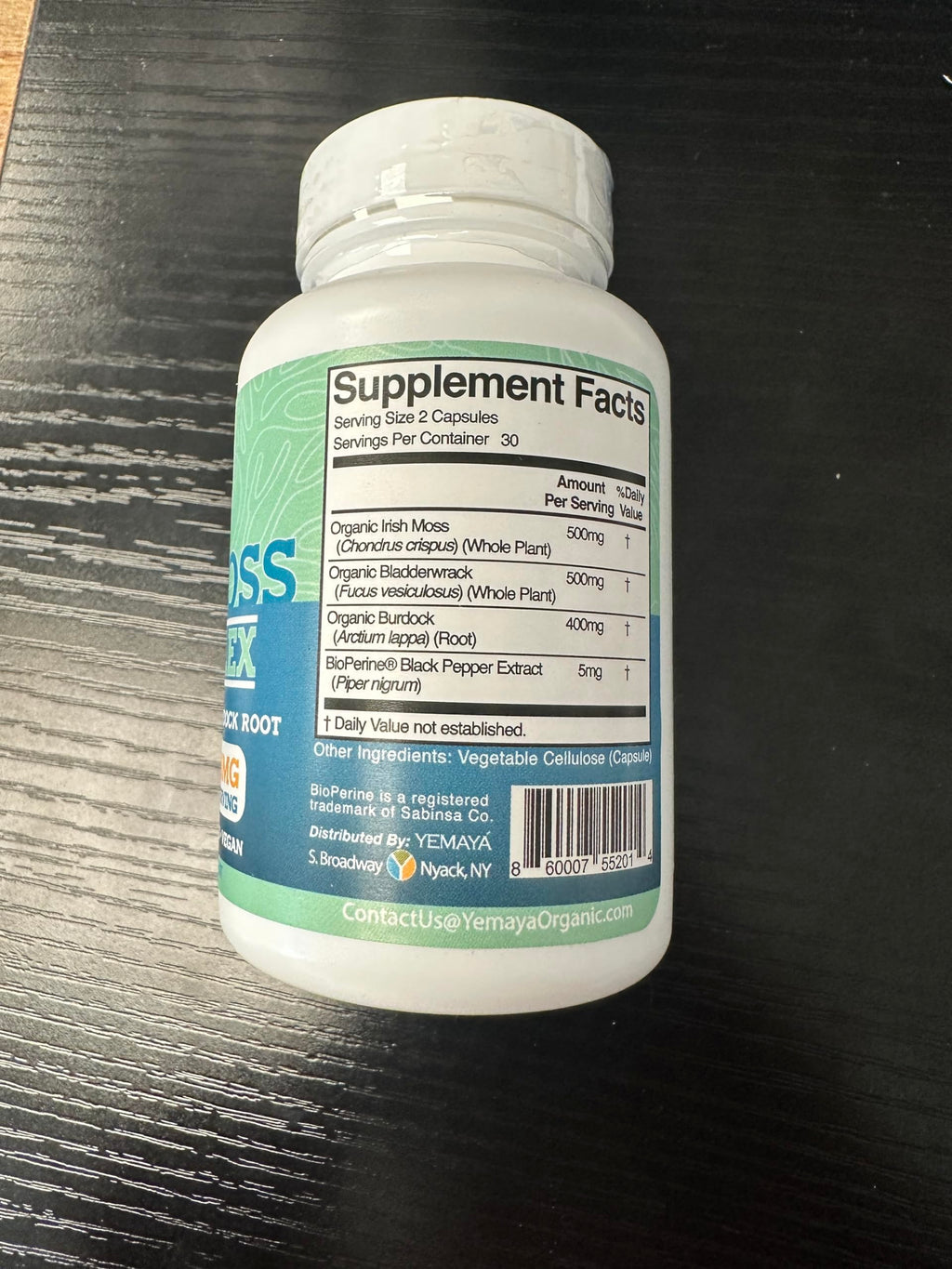 Yemayá Organic Sea Moss Capsules with Bladderwrack & Burdock Root - 60 Capsules - image 3