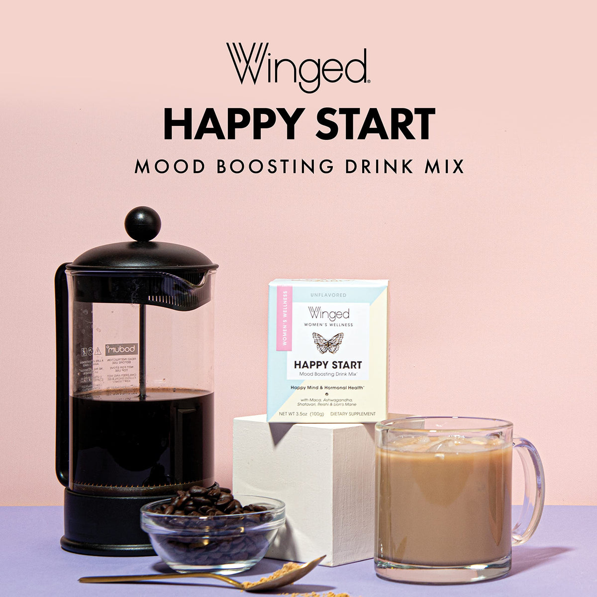 Winged Wellness Happy Start Mood Boosting Drink Mix Powder - 30 Servings - image 2