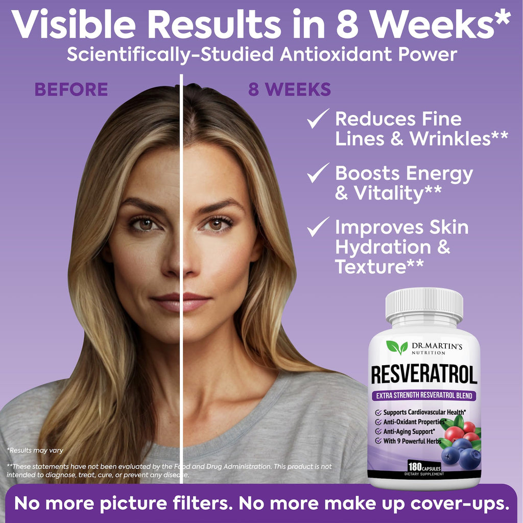 DR. MARTIN'S NUTRITION Extra Strength Resveratrol 1568mg - 180 Capsules - image 4