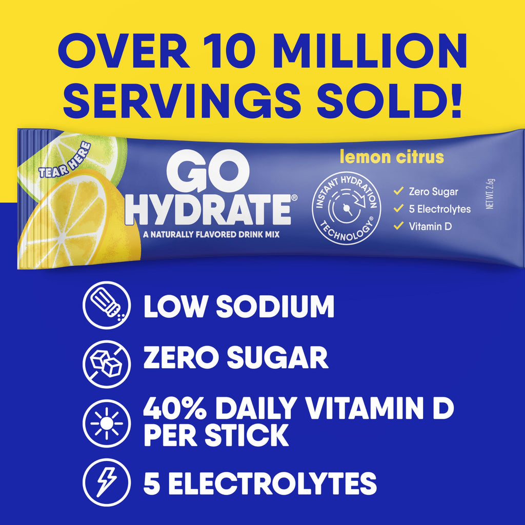 GoHydrate Instant Hydration Powder Packets - Low Sodium Electrolytes