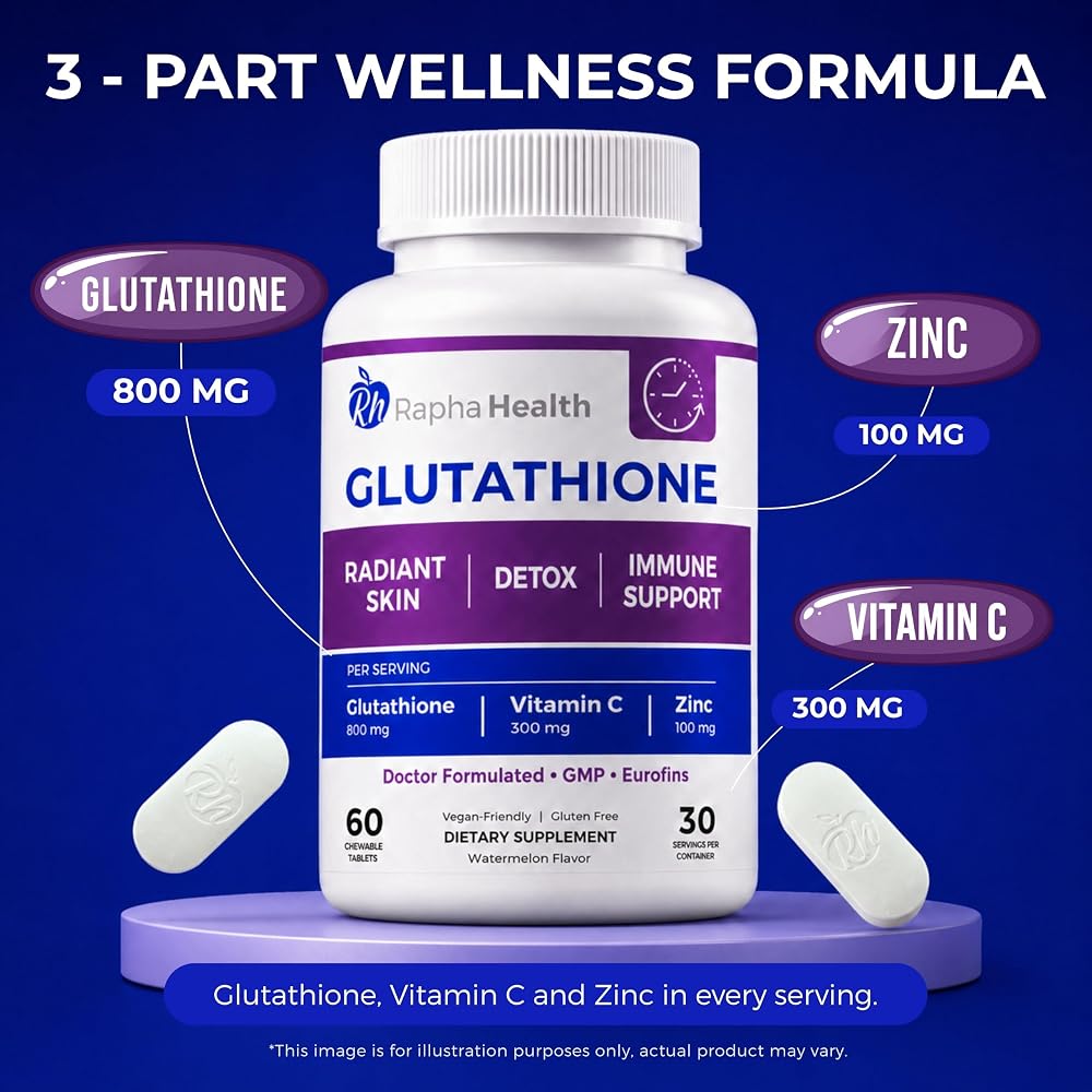 RAPHA HEALTH - Glutathione Enhanced with Vitamin C & Zinc