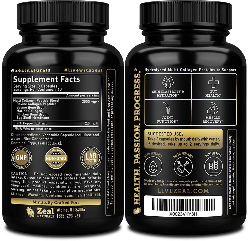 Zeal Naturals Multi Collagen Peptides - 180 Capsules - image 4