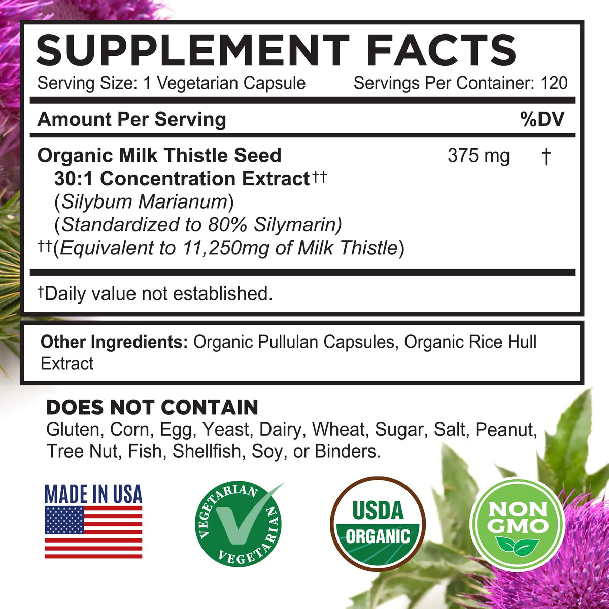 FarmHaven USDA Organic Milk Thistle 80% Silymarin - 120 Capsules - image 5