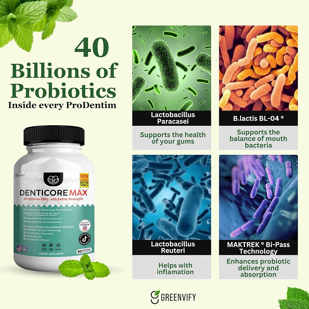 GREENVIFY DentiCore Max Oral Probiotics 40 Billion CFU - 120 Capsules - image 7