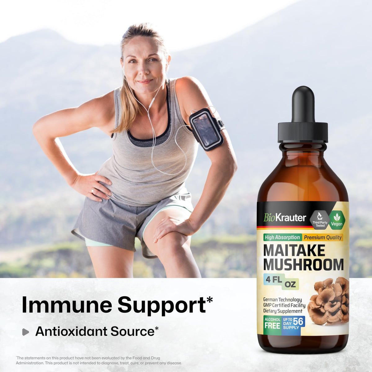 BIO KRAUTER Maitake Mushroom Tincture for Immune Support - 4 Fl Oz - image 2