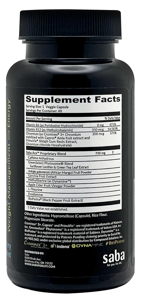 Saba ACE Appetite Control & Energy Support - 60 Vegetarian Capsules - image 2