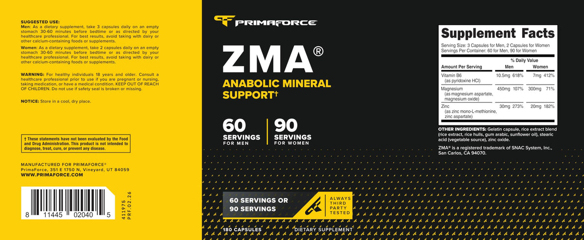 Primaforce ZMA Dietary Supplement - 180 Capsules - image 5