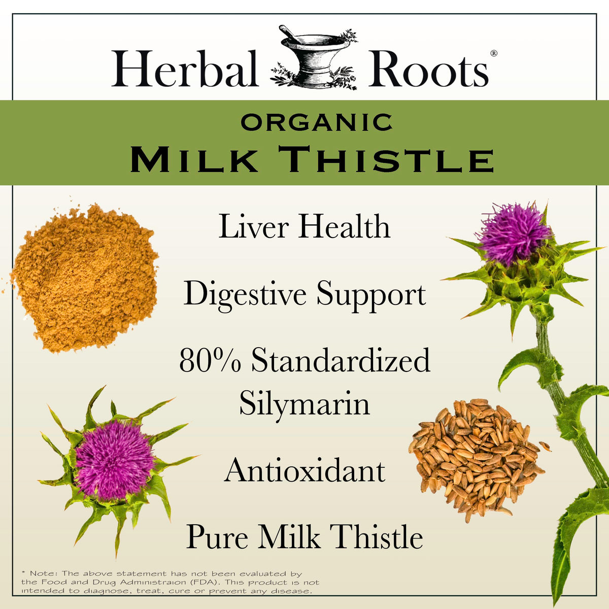 Herbal Roots Organic Milk Thistle Capsules Liver Support - 60 Vegan Capsules - image 3