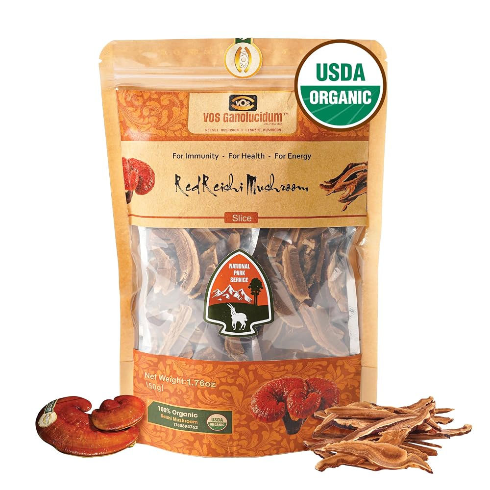 VOS GANOLUCIDUM Organic Sliced Dried Reishi Mushroom - 1.76 oz