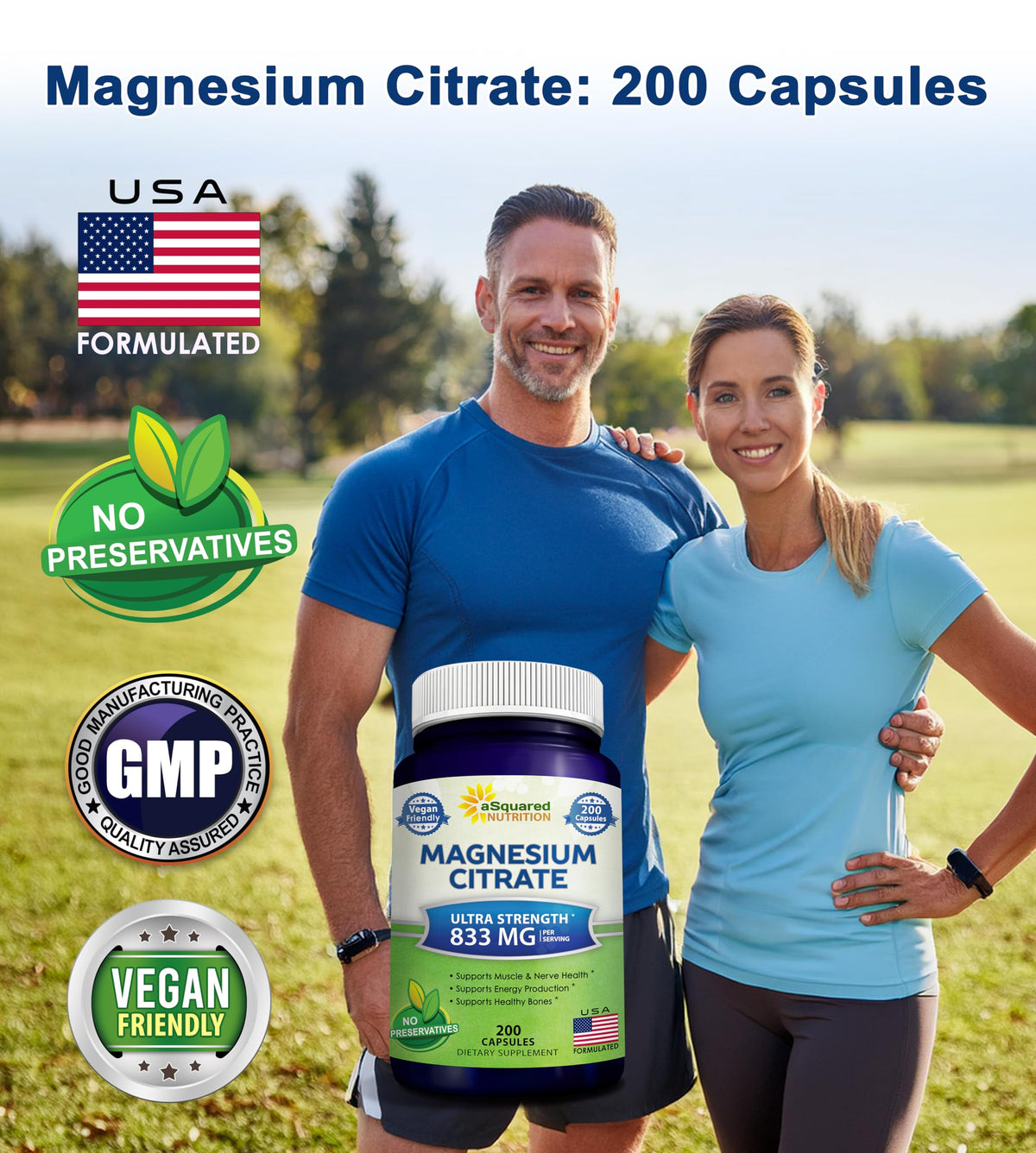 aSquared Nutrition Magnesium Citrate 833mg - 200 Capsules - image 2
