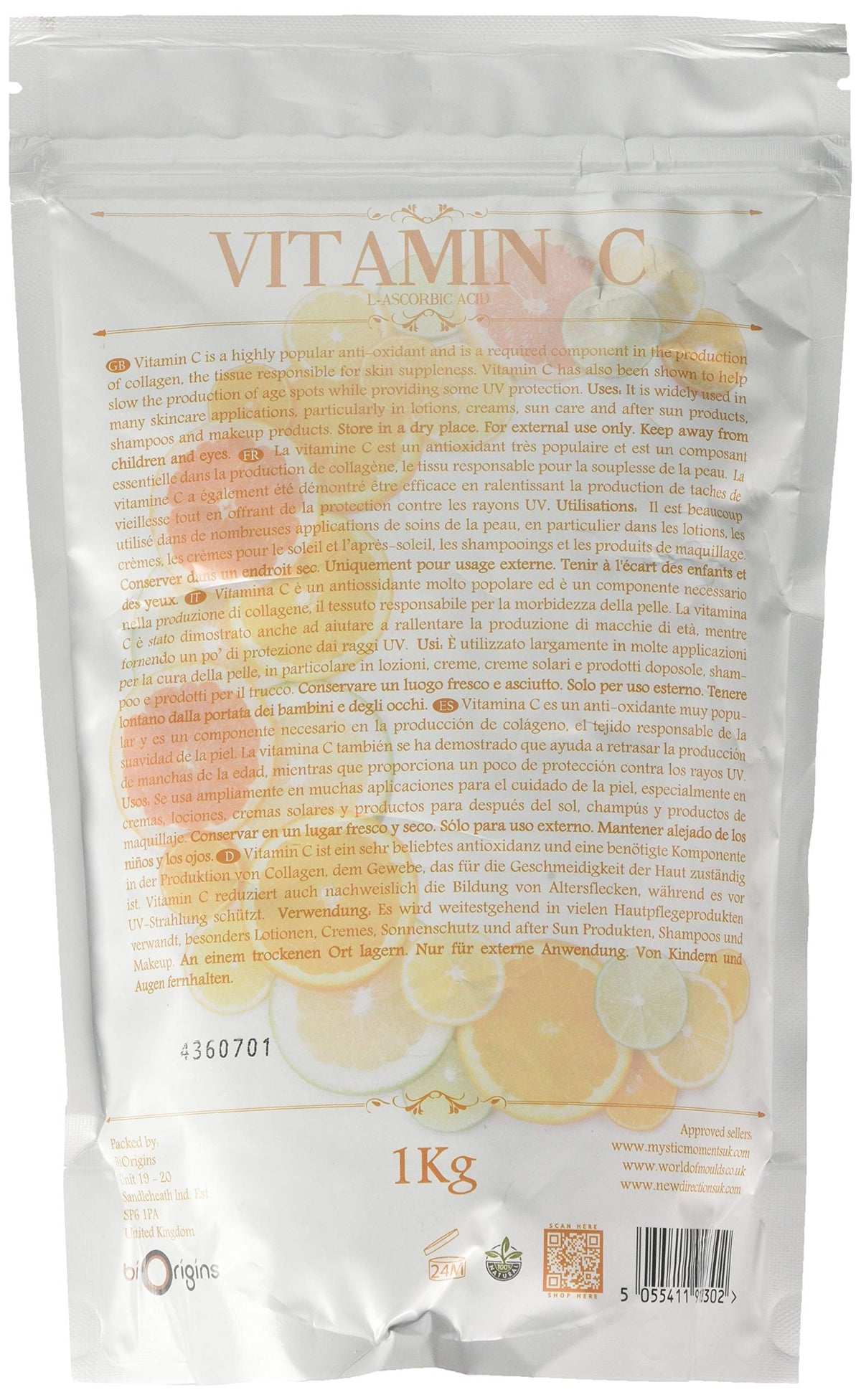 Mystic Moments Vitamin C Ascorbic Acid Powder - 5kg - image 2