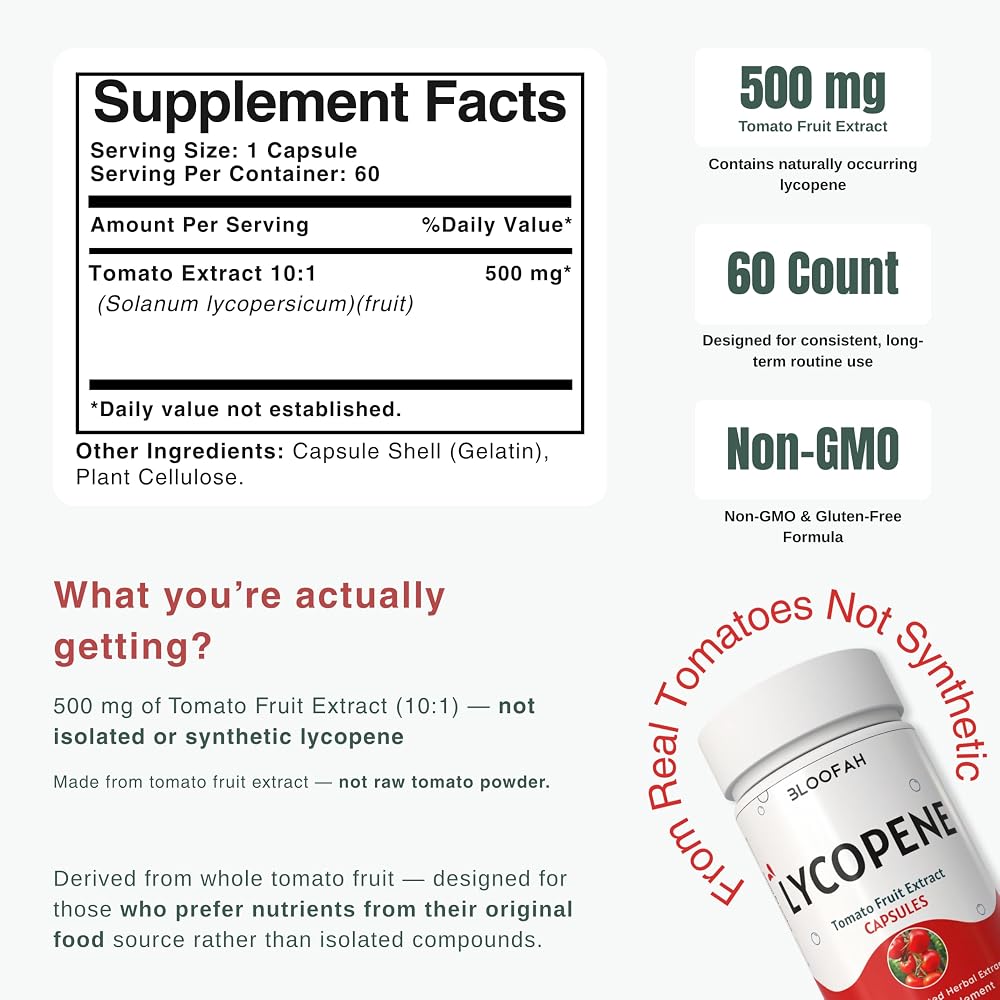 Bloofah Lycopene 500mg Supplement - 60 Capsules - image 2