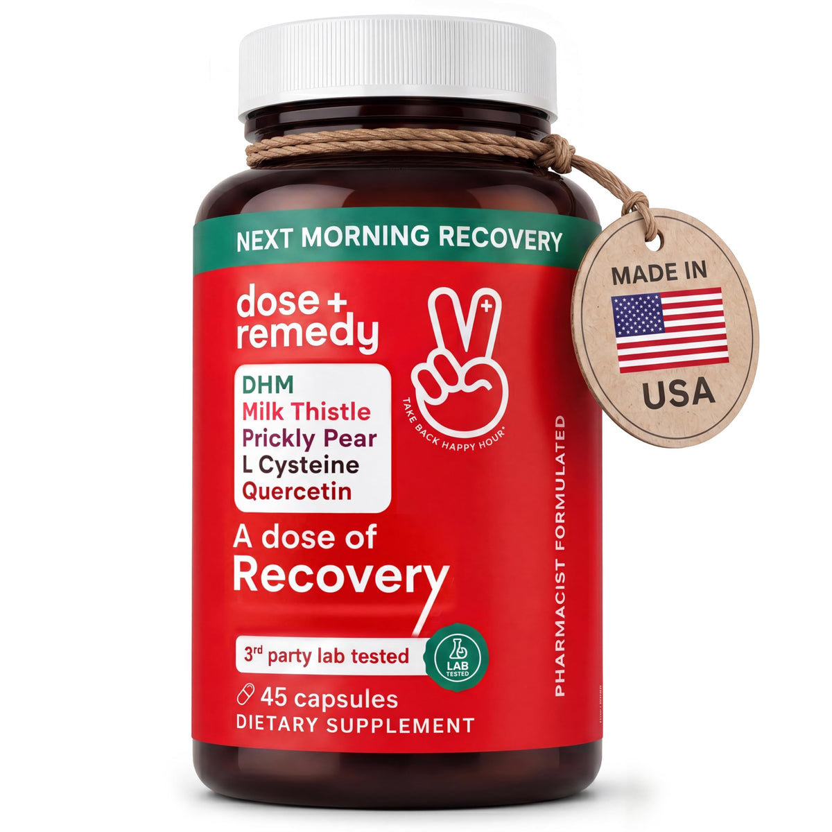 Dose + Remedy Asian Flush & Hangover Pills DHM - 45 Capsules