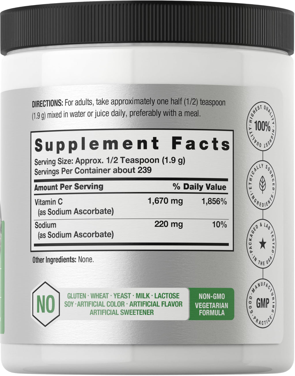Horbäach Buffered Sodium Ascorbate Vitamin C Powder - 16 oz - image 2
