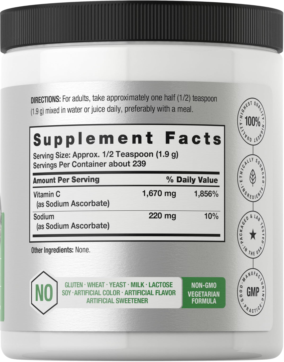 Horbäach Buffered Sodium Ascorbate Vitamin C Powder - 16 oz - image 2