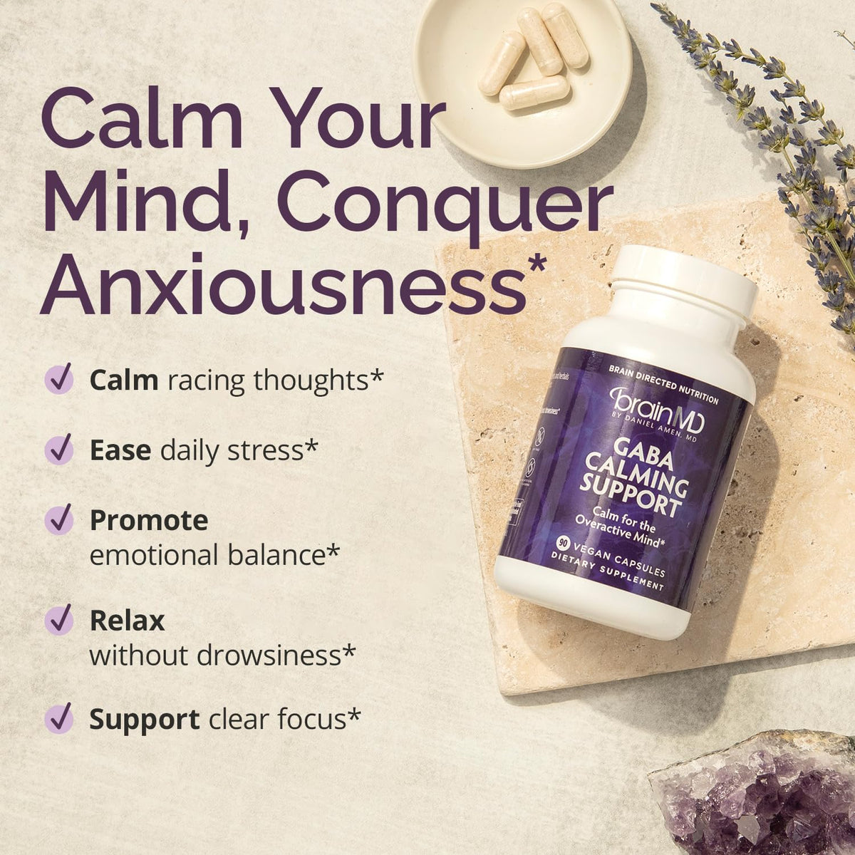BrainMD Dr Amen GABA Calming Support - 90 Capsules - image 2