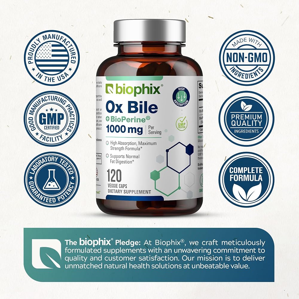 biophix Ox Bile 1000 mg with BioPerine - 120 Vegetarian Capsules - image 7