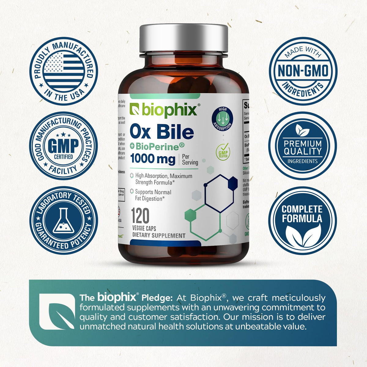 biophix Ox Bile 1000 mg with BioPerine - 120 Vegetarian Capsules - image 7
