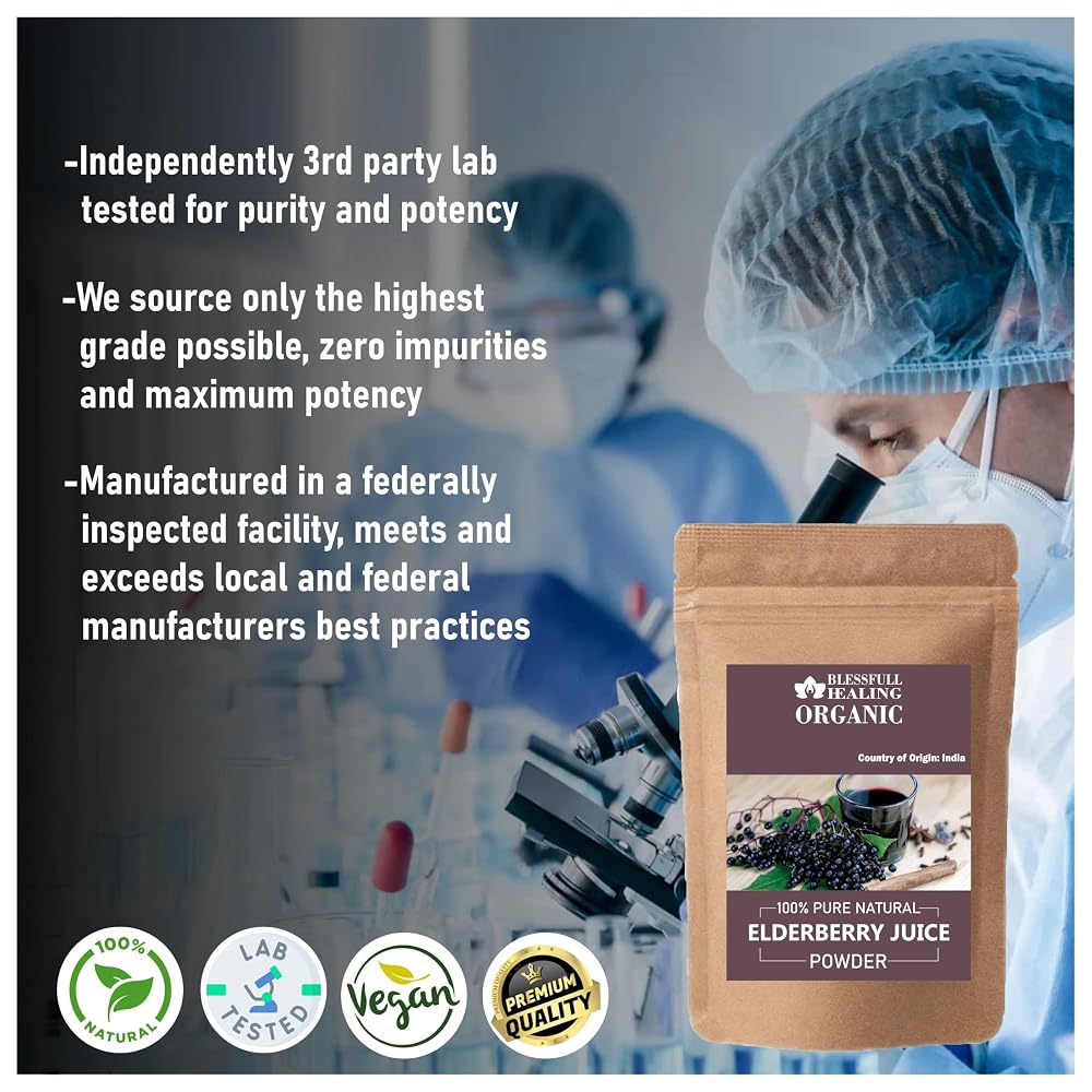 Blessfull Healing Organic Elderberry Juice Powder 100% Pure Natural