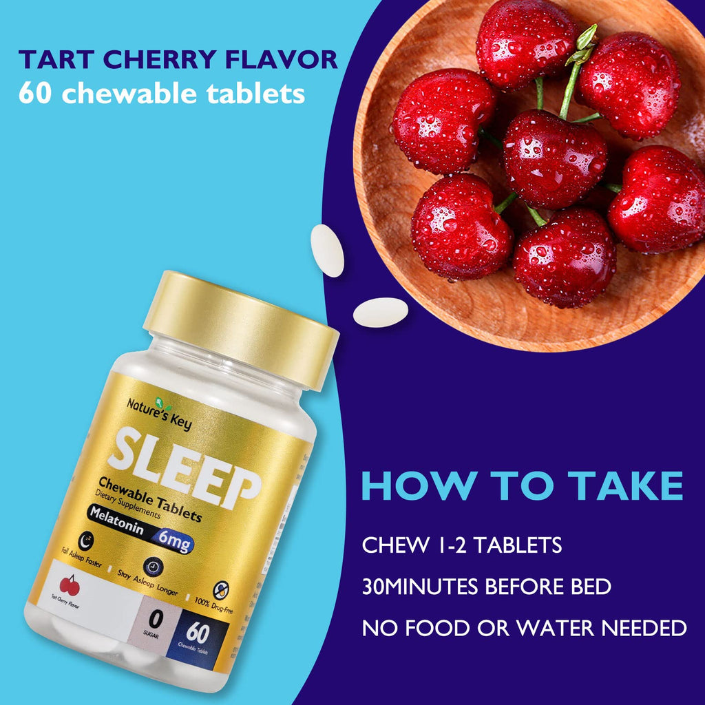 Nature's Key Melatonin 6mg Chewable Tablets for Sleep - 60 Tablets - image 3