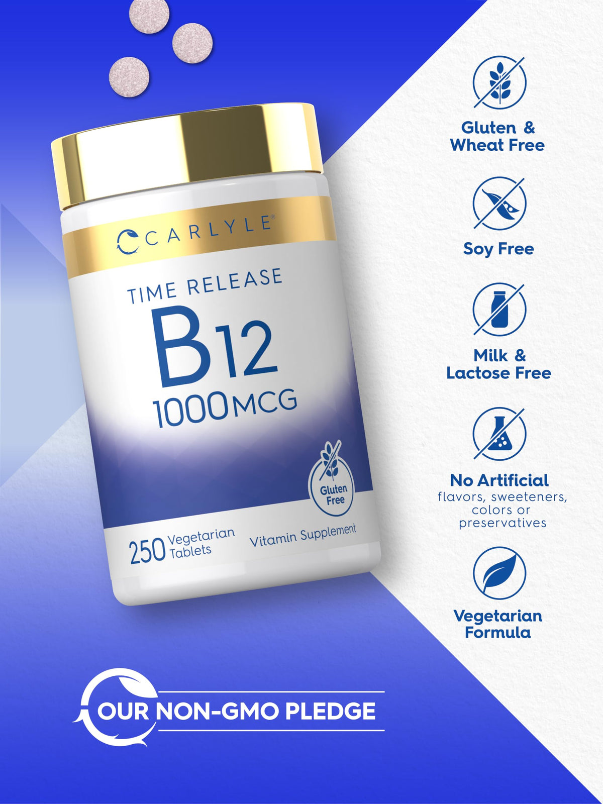 Carlyle B12 Vitamin 1000 mcg Time Release - 250 Tablets - image 5