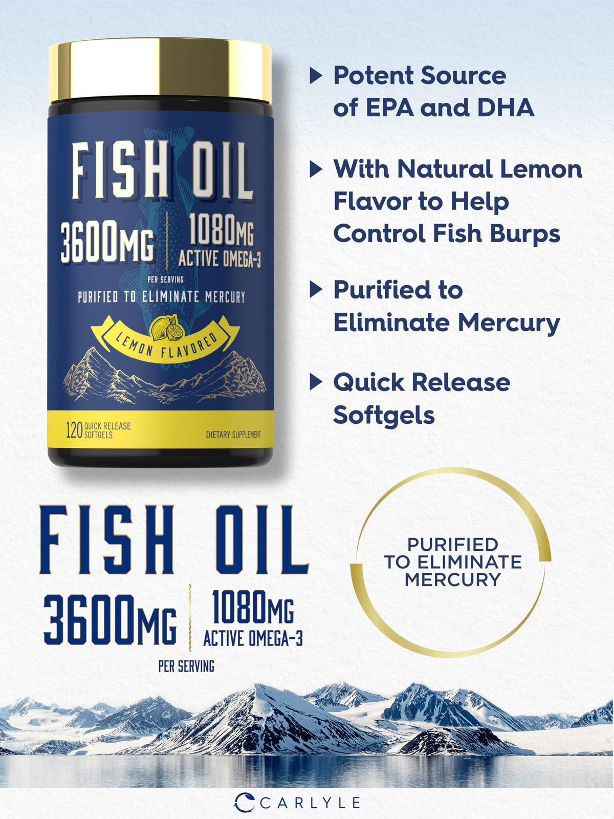 Carlyle Fish Oil 3600mg Omega 3 - 120 Softgels - image 4
