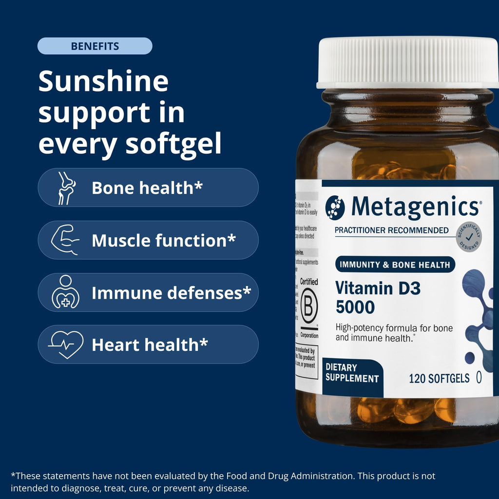 Metagenics Vitamin D3 5000 IU Immune Support - 120 Softgels - image 3