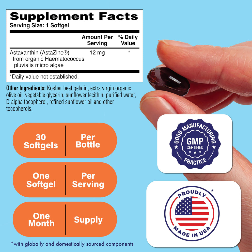 Health Thru Nutrition Astaxanthin Triple Strength 12mg Supplement