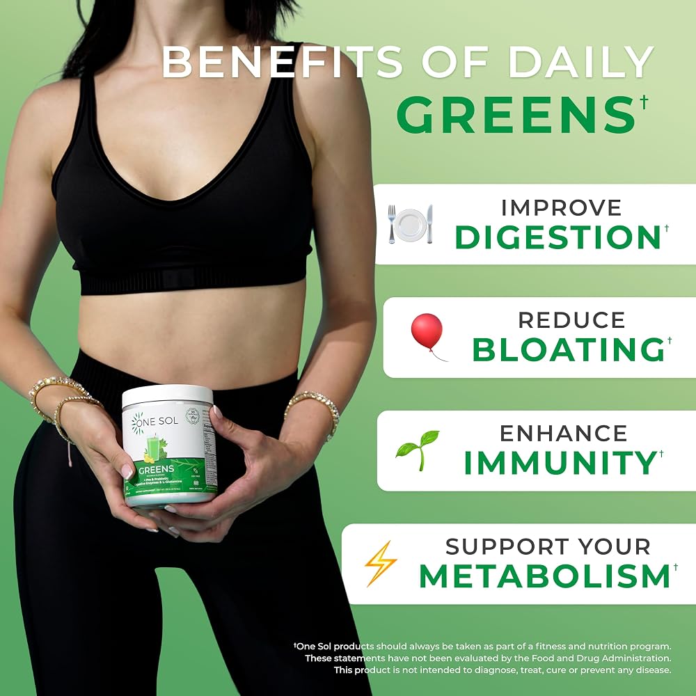 One Sol Super Greens Powder with Probiotics & Enzymes - 30 Servings - image 4