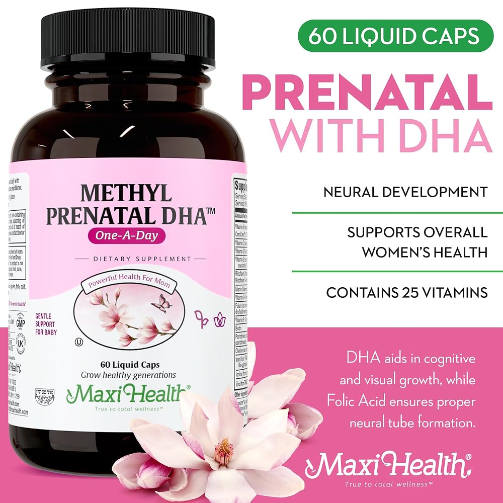 Maxi Health Prenatal Vitamins with DHA & Folic Acid - 60 Capsules - image 4