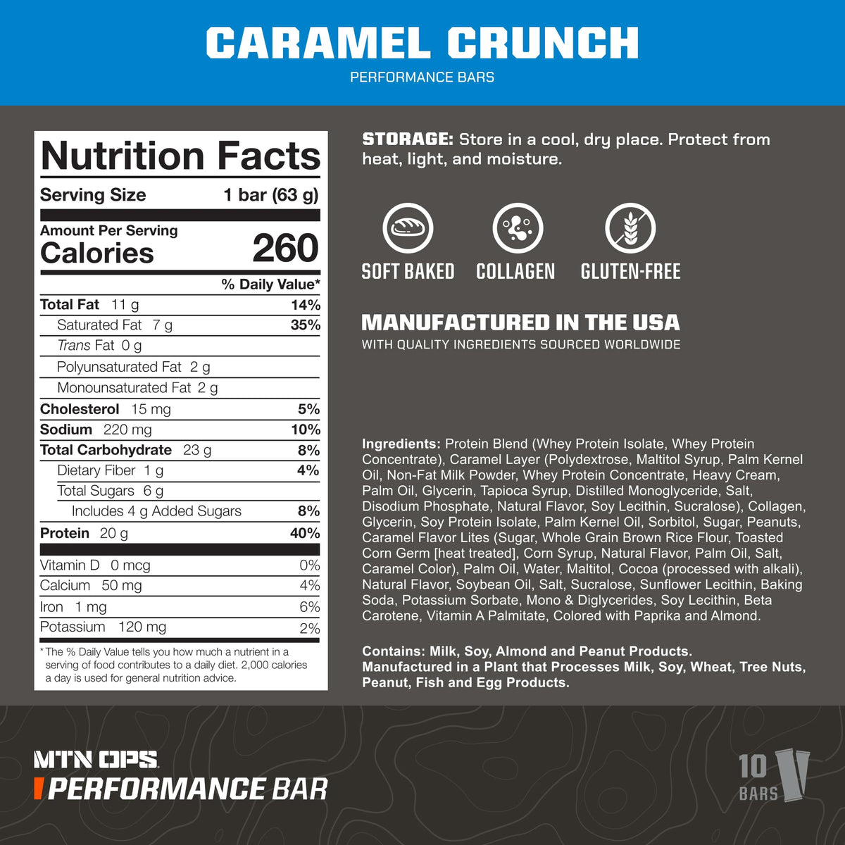 MTN OPS Caramel Crunch Performance Protein Bars - 10 Count - image 2