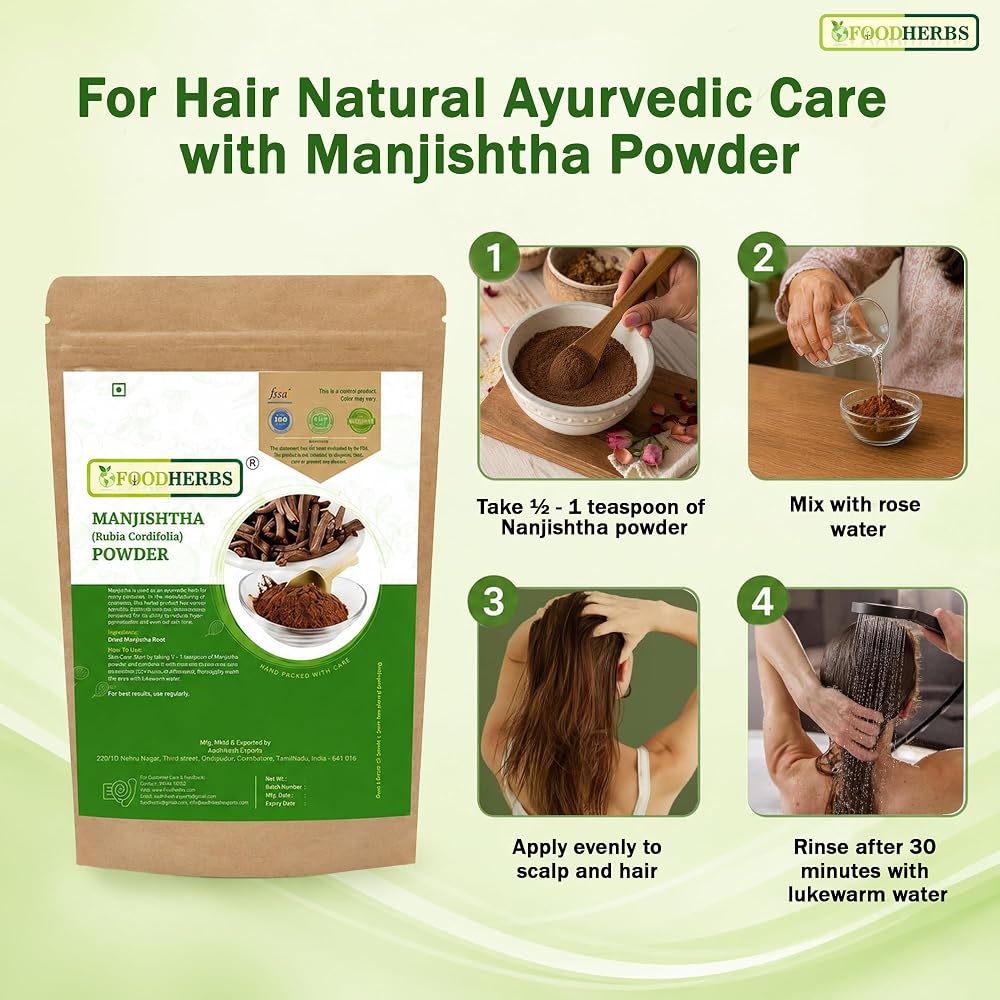 Foodherbs Manjistha Powder Pure Indian Madder Root - 200g - image 4