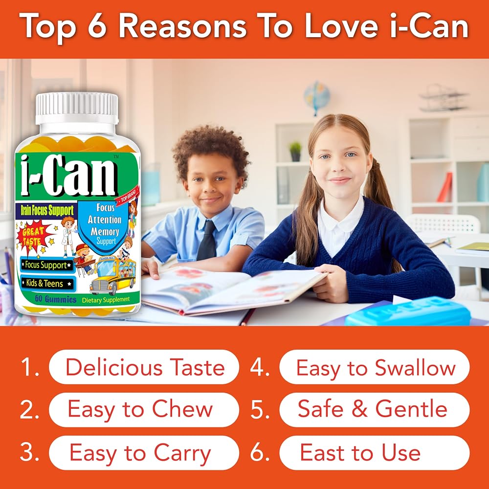 Celebrity LifeStyle I-Can Kids Focus Gummies with Omega 3 DHA - 60 Count - image 3