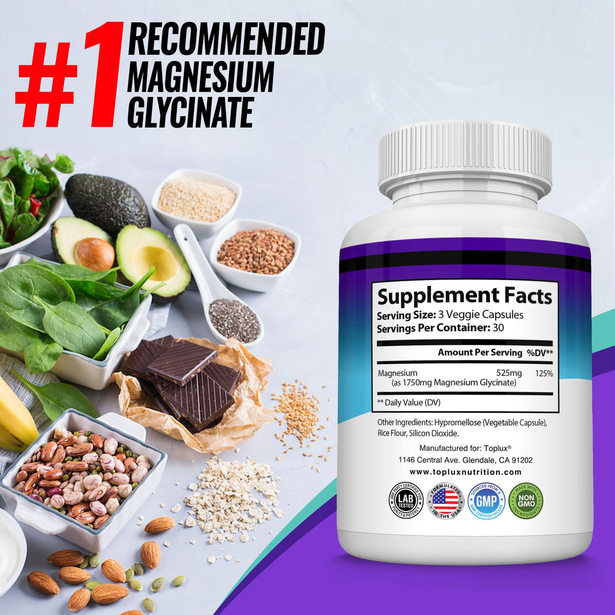Toplux Magnesium Glycinate 525mg - 90 Capsules - image 6