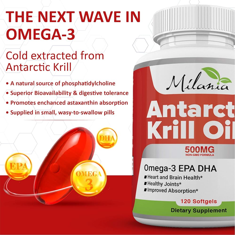 MILANIA Antarctic Krill Oil 500mg Omega-3 - 120 Softgels - image 2