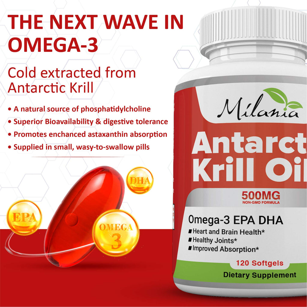 MILANIA Antarctic Krill Oil 500mg Omega-3 - 120 Softgels - image 2
