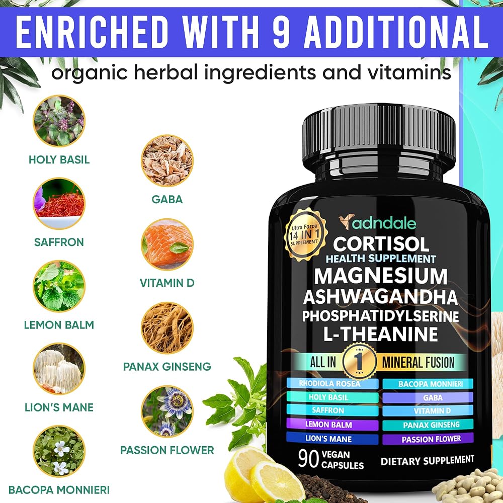 Adndale Cortisol Supplements for Women with Ashwagandha - 90 Capsules - image 3