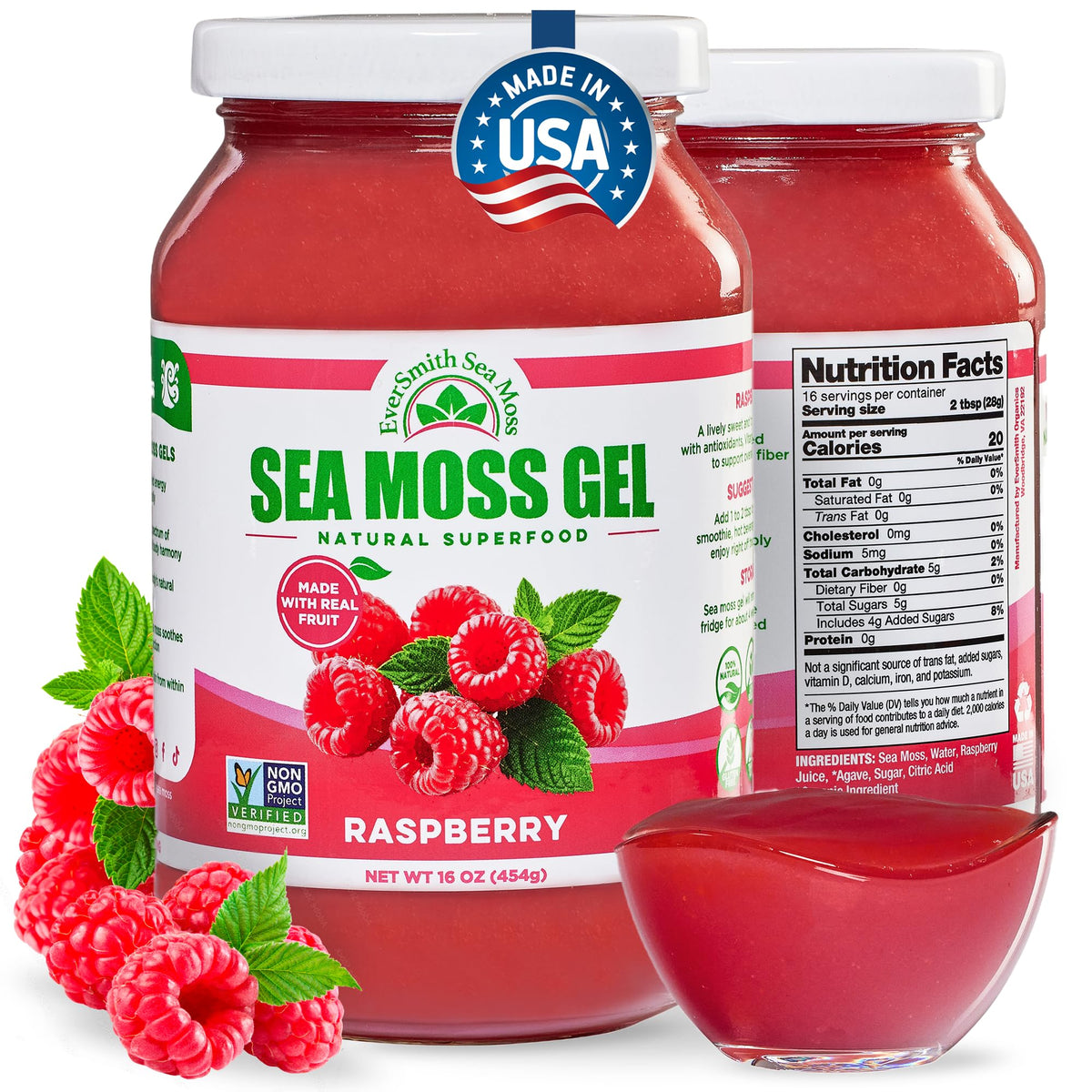 EverSmith Organics Wildcrafted Irish Sea Moss Gel, 1 Jar, 16 oz