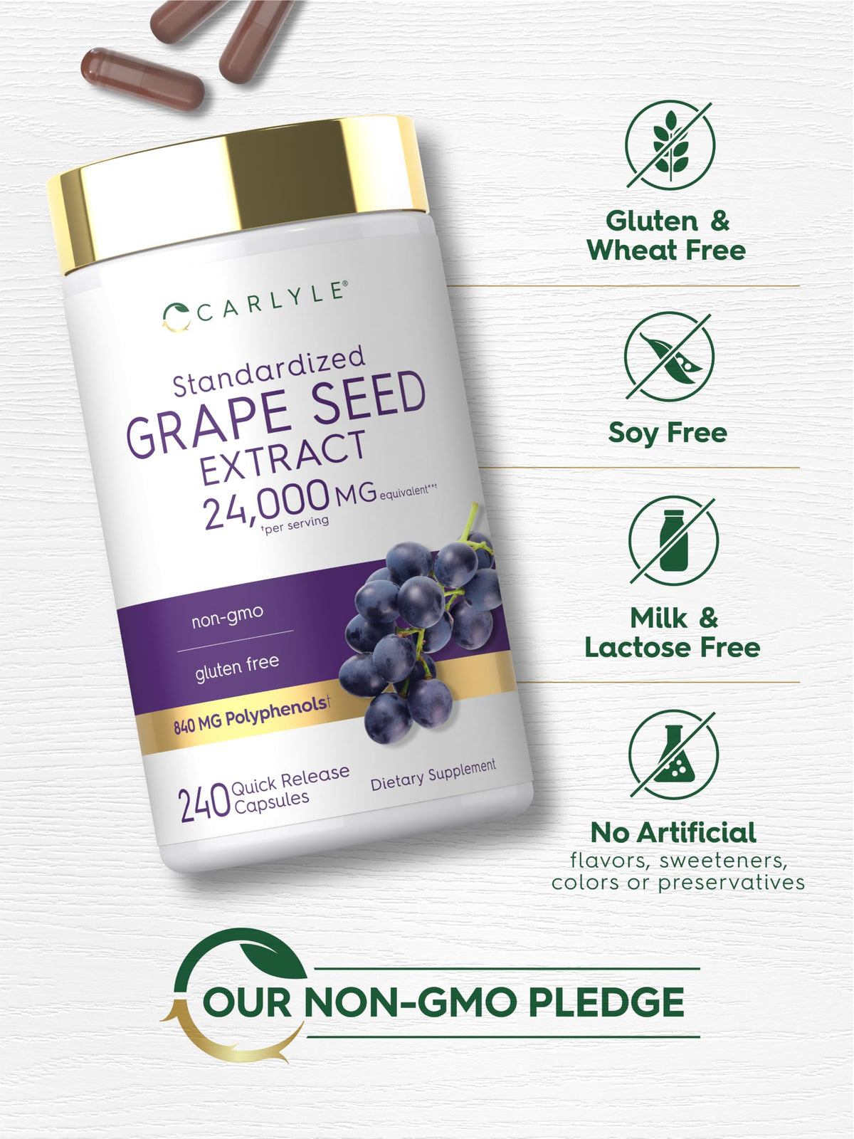 Carlyle Grape Seed Extract Supplement - 240 Capsules - image 5