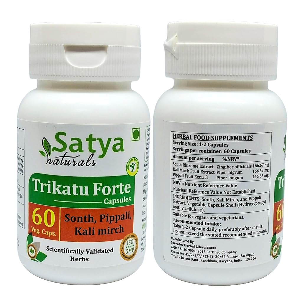 Satya Naturals Trikatu Forte 500 mg - 120 Vegetarian Capsules - image 2