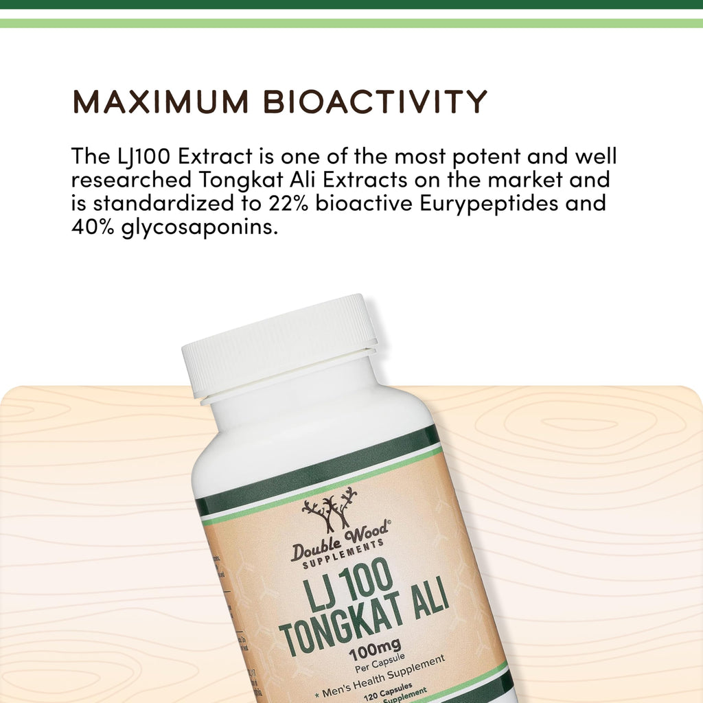 Double Wood Supplements LJ100 Tongkat Ali 100mg - 120 Capsules - image 4