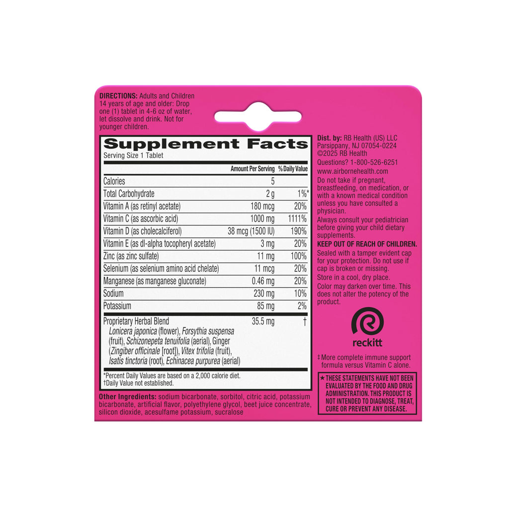 Airborne Vitamin C 1000mg with Zinc Effervescent Tablets - 10 Tablets - image 13