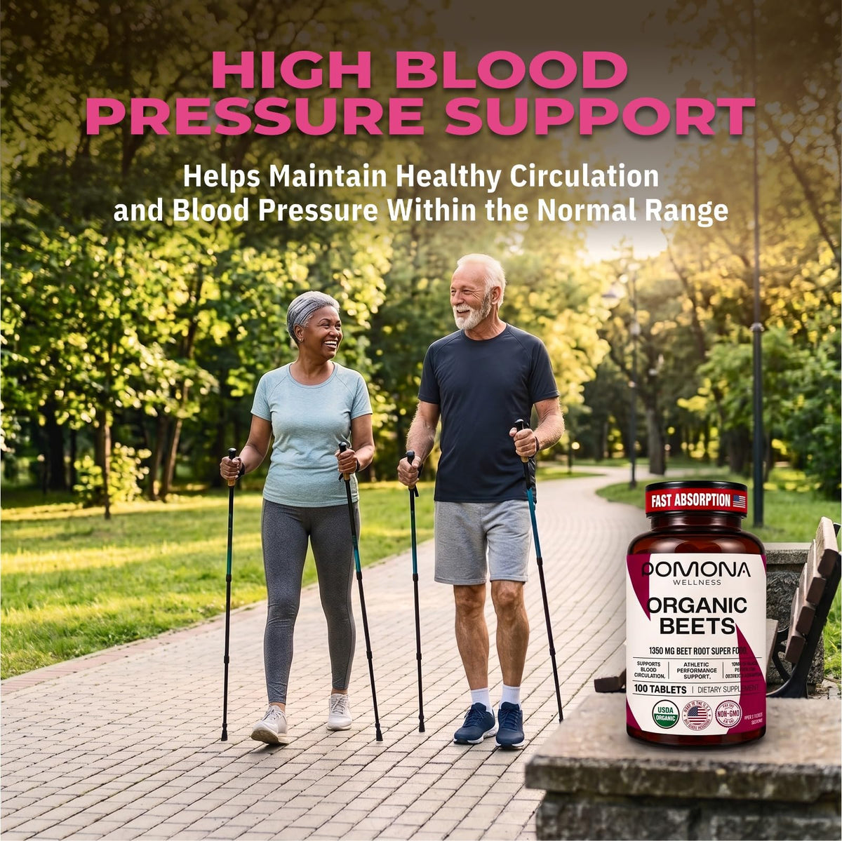 Pomona Wellness Beetroot Supplement Nitric Oxide Booster - 100 Tablets - image 2