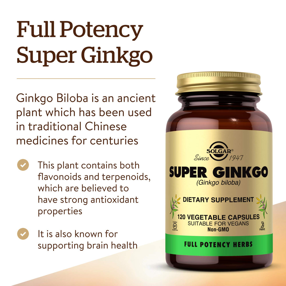 Solgar Super Ginkgo Herbal Extract - 120 Vegetable Capsules - image 3