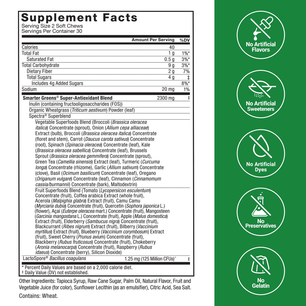Force Factor Smarter Greens Superfood Chews