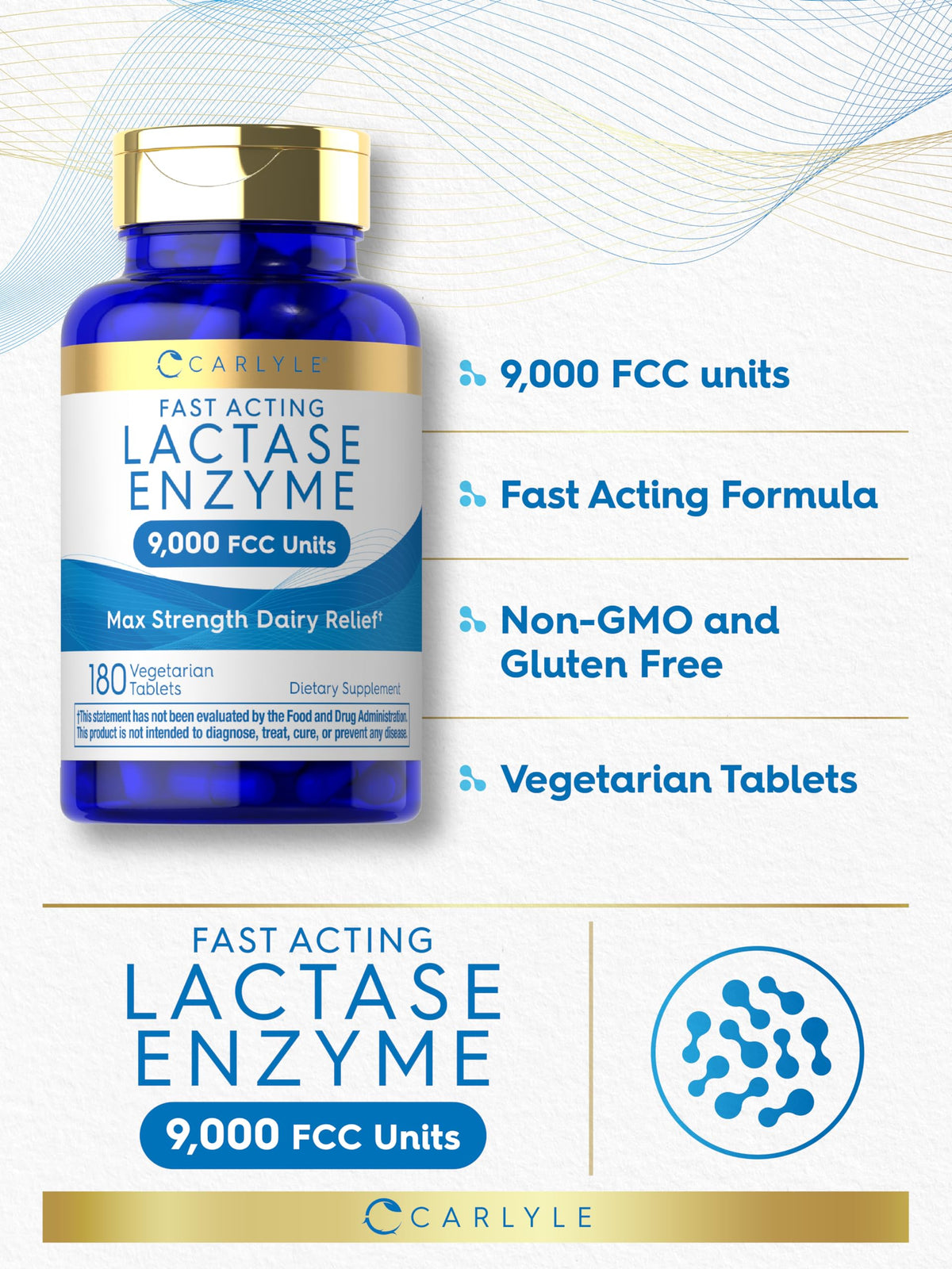 Carlyle Lactase Enzyme Tablets 9000 FCC - 180 Tablets - image 4