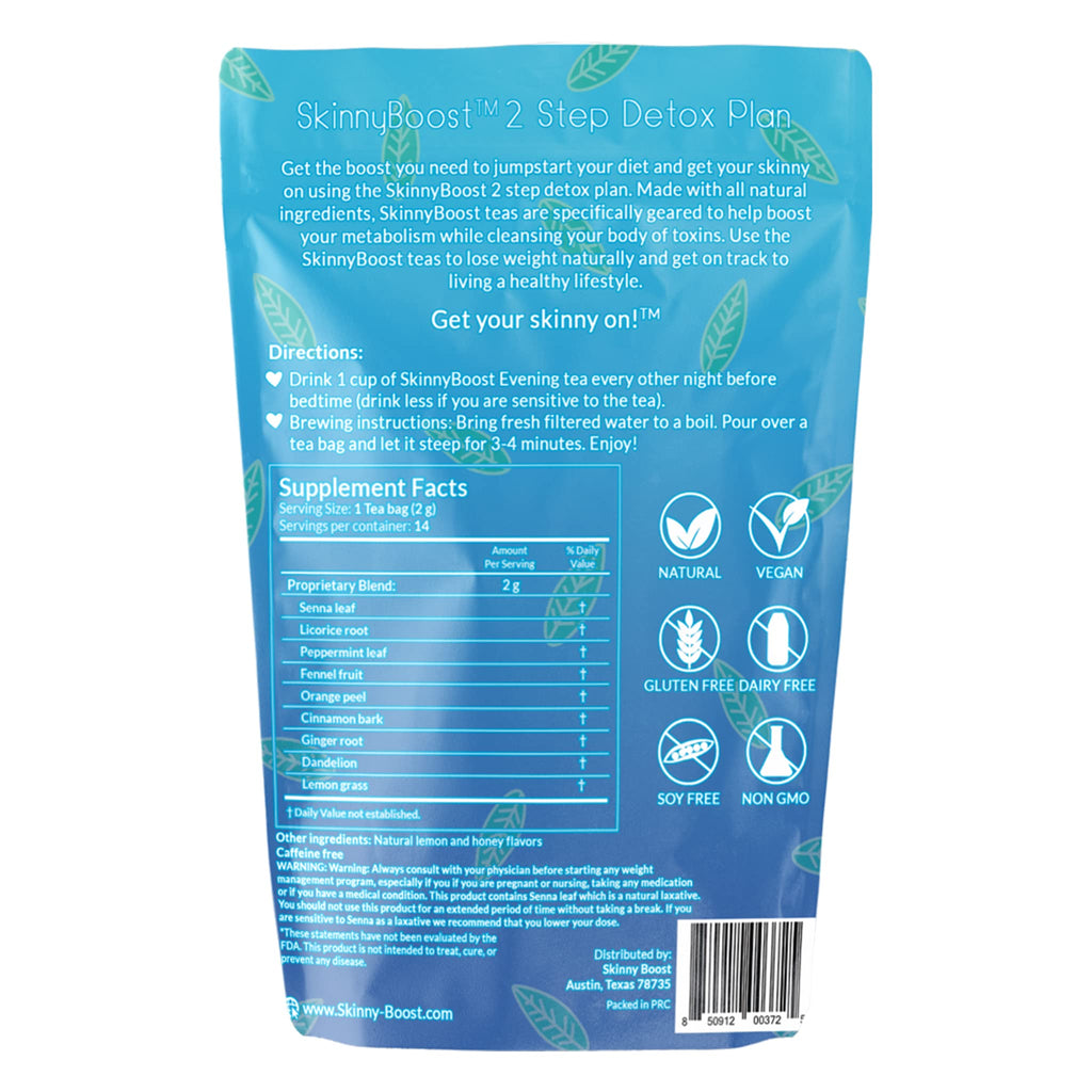 SkinnyBoost Daytime Teas, 3 Evening Detox Teas Non GMO, Vegan, All
